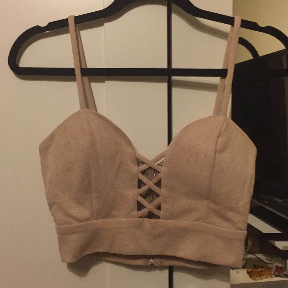 privy / Suede Criss Cross Top in Blush / M